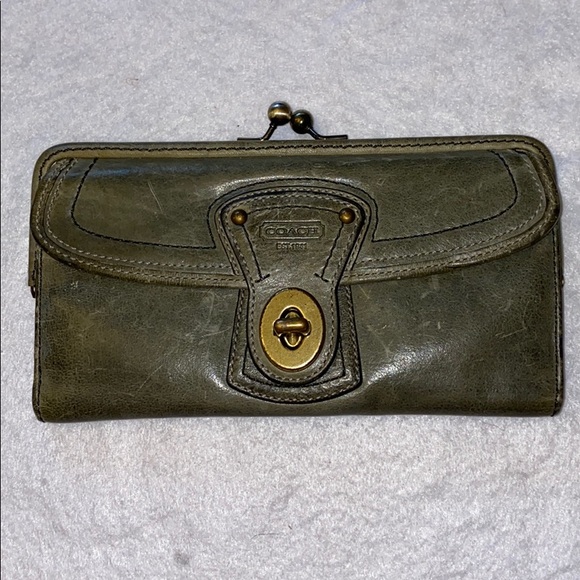 Coach Handbags - Green Gigi Legacy Stripe Vachetta Leather Wallet